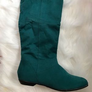 Knee High flat boots  (green)
